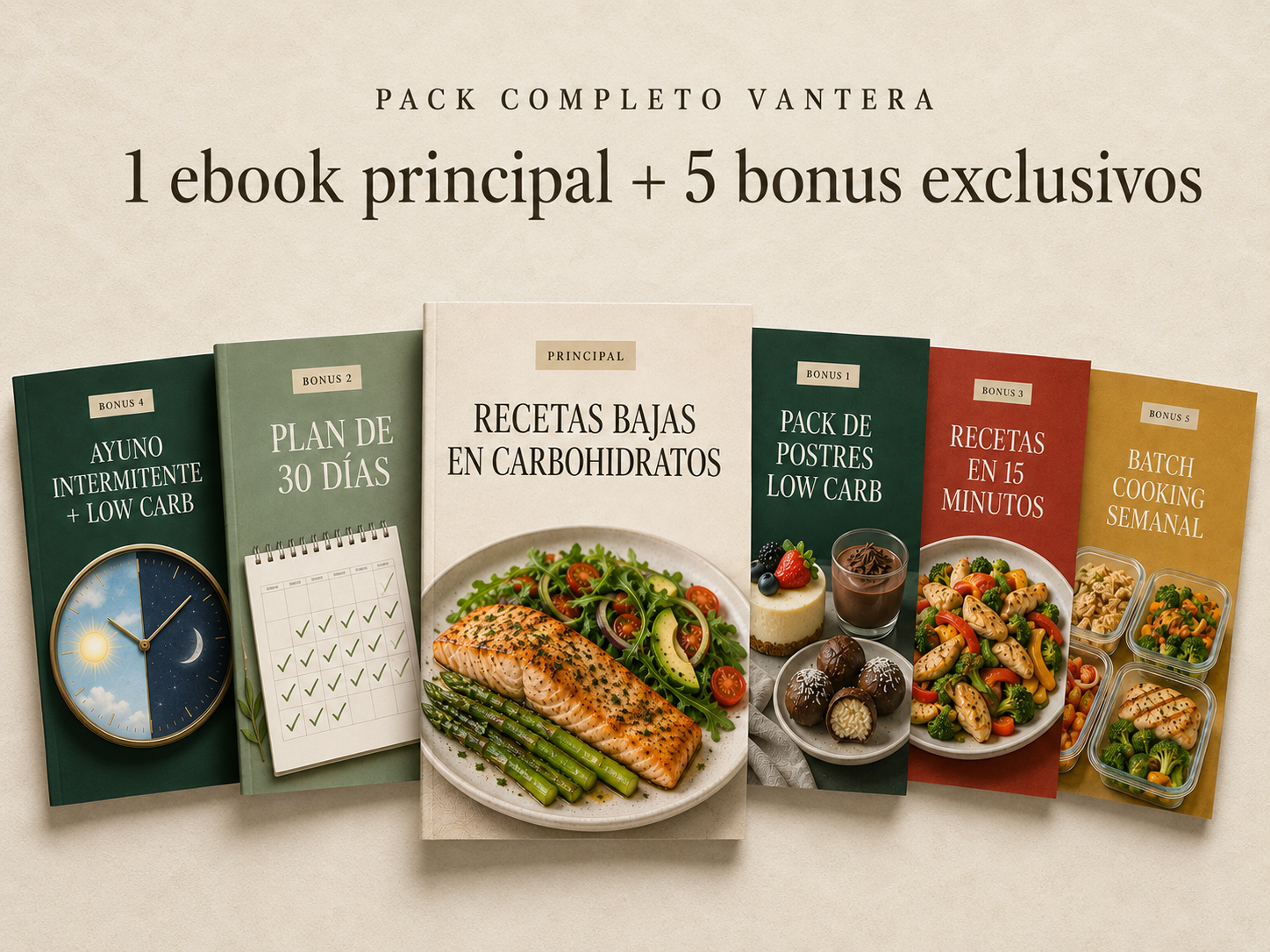 Pack completo: 1 ebook principal + 5 bonus exclusivos